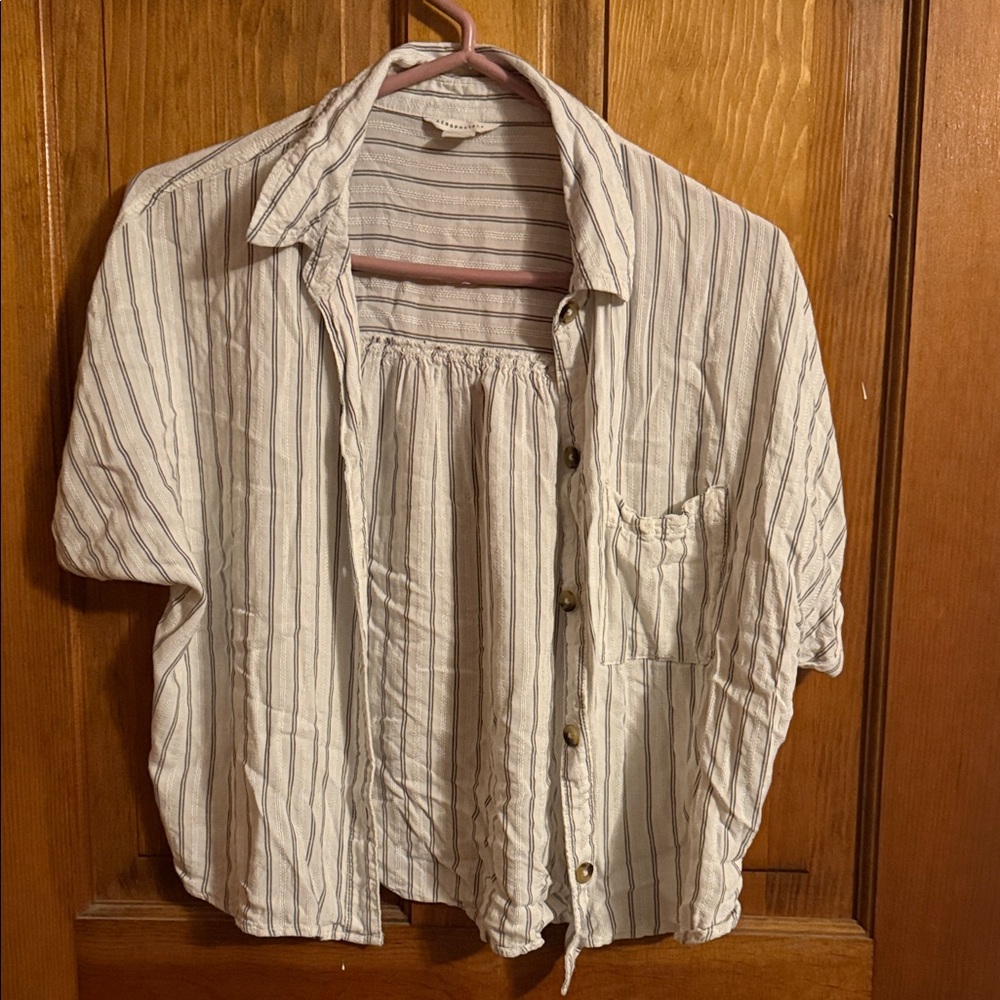 Aeropostale Beige and Black Striped Top